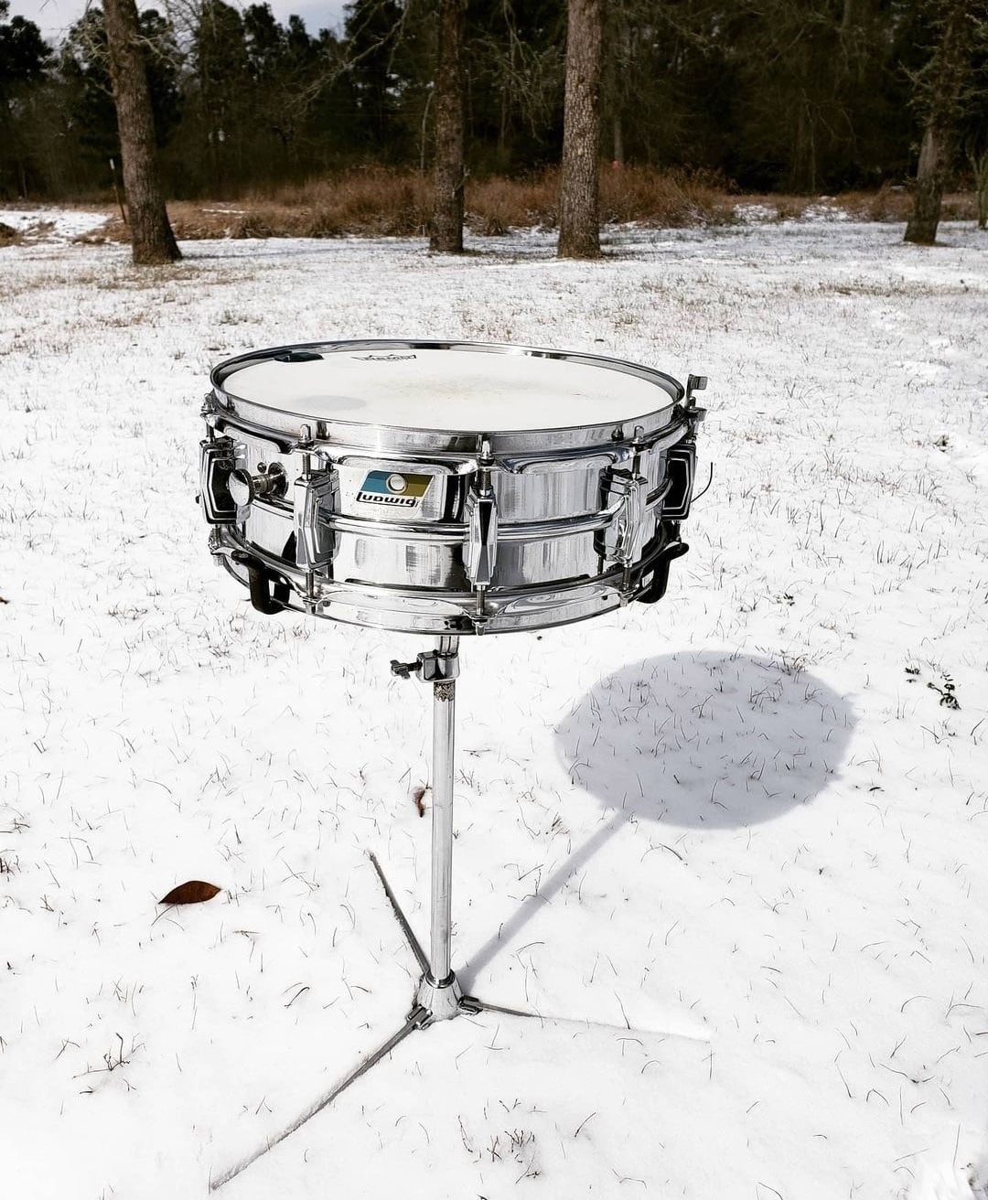 AP Drum Co. - Vintage snare drum in the snow in Texas